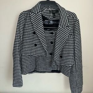 Contemporary jacket and skirt set Black and white plaid
